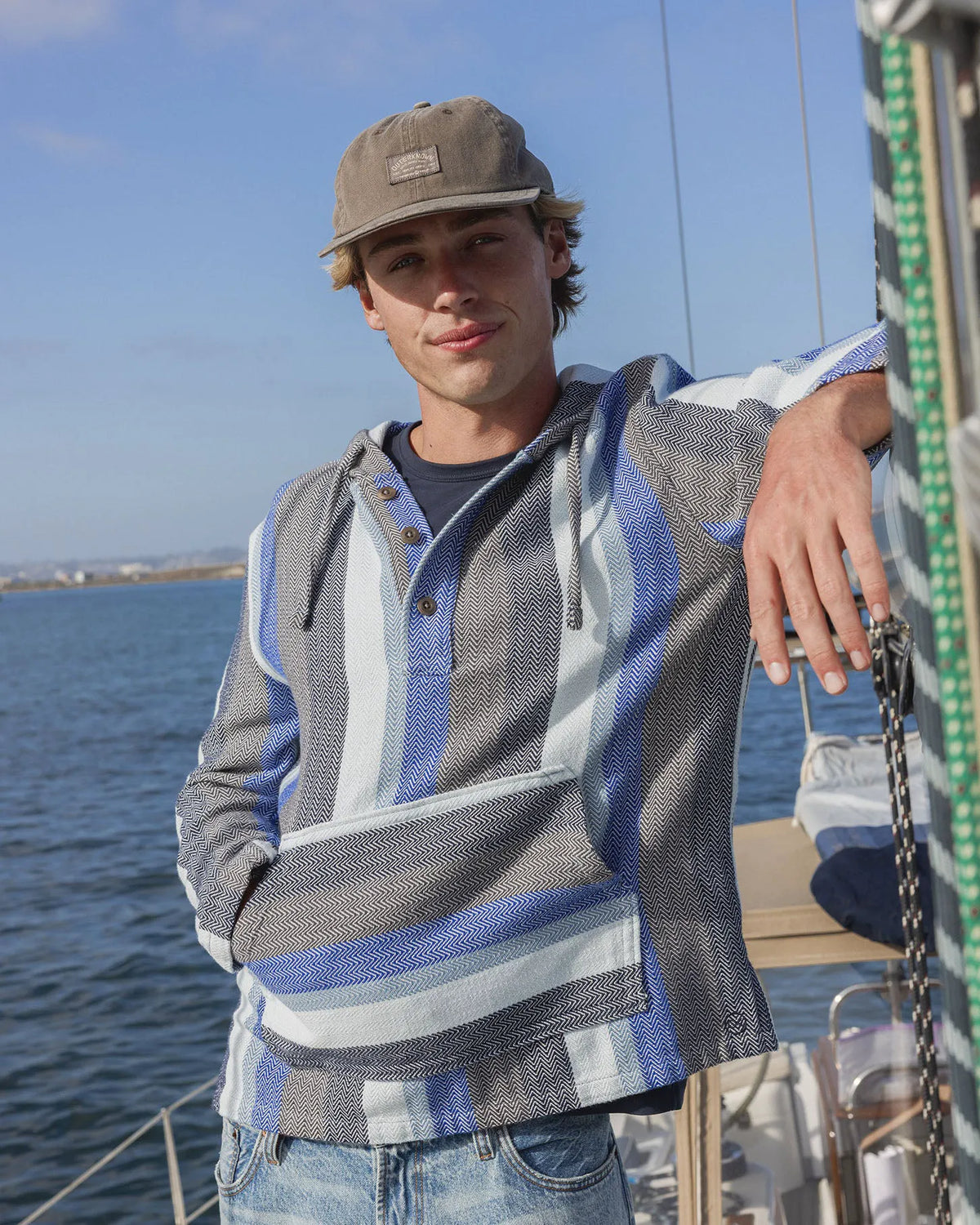 Faded Denim Baja Stripe