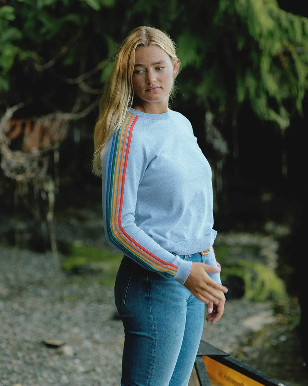 Heather Grey Rainbow Stripe